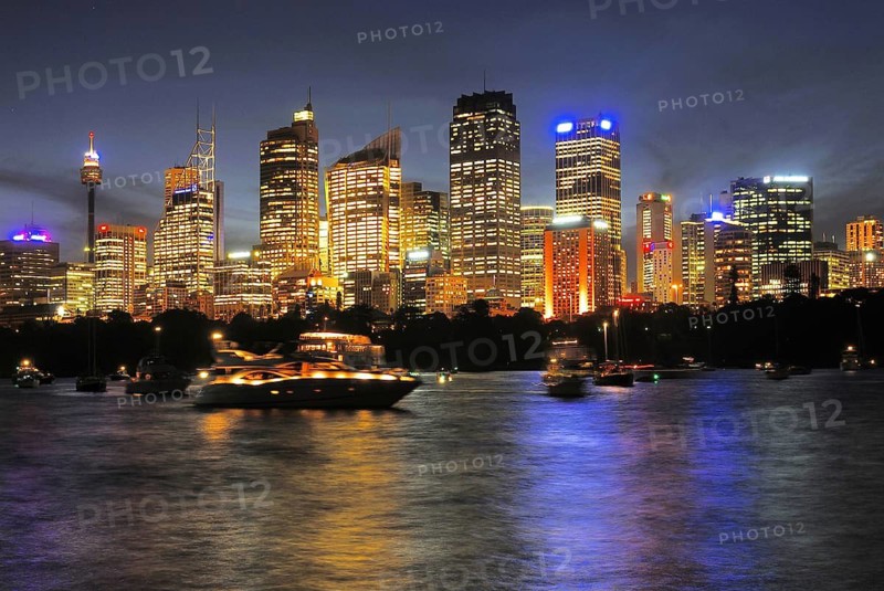 Sydney skyline at night, Farm Cove, Sydney, New South Wales, Australia Sydney, New South Wales, Australia