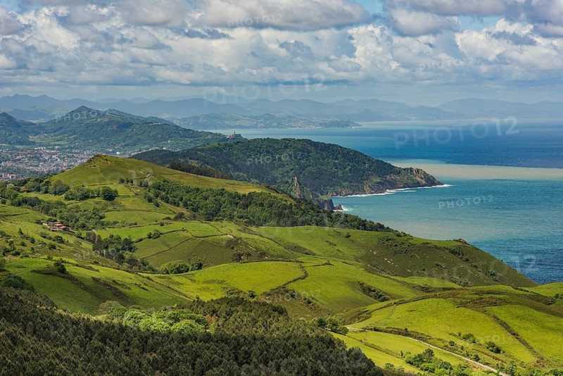 Coastal road with views of the Atlantic Ocean at Mount Jaizkibel, Basque Country, Spain