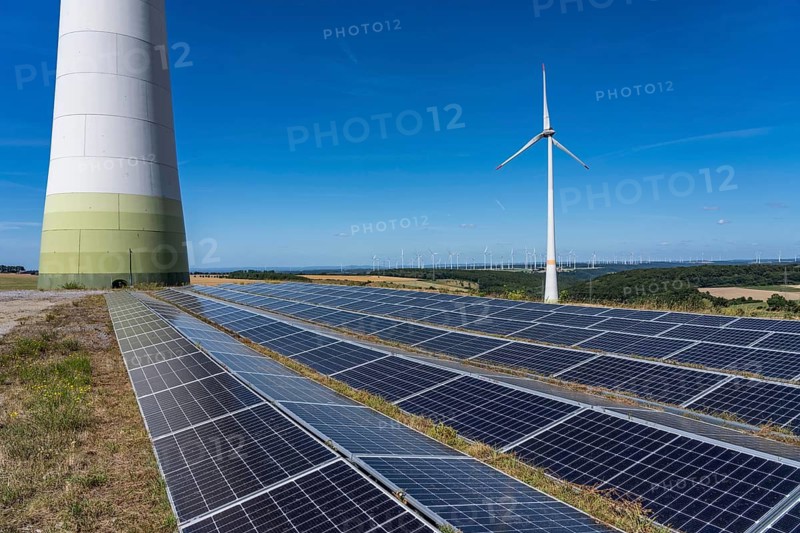 Wind farm near Helmern, Bad Wünnenberg, wind turbines, solar park, North Rhine-Westphalia, Germany