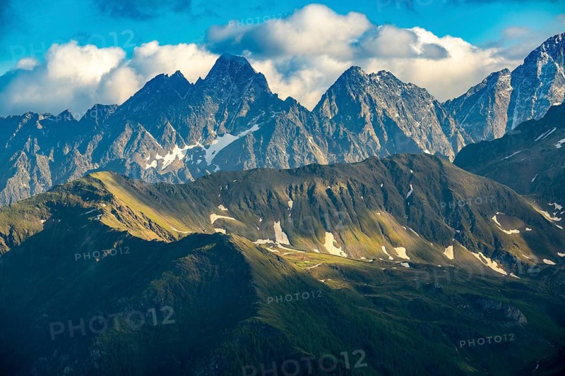 View of mountains on the Grossglockner High Alpine Road in the Alps, Heiligenblut, Carinthia, Austria