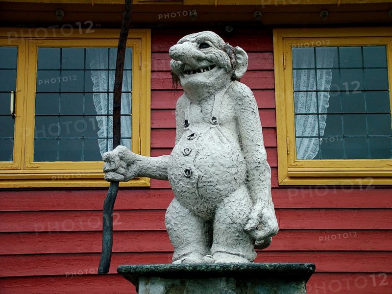 Geography, travel, troll, Fossli hotel, ghosts, wooden figure, Norway. Geography, Travel, Ghost, Norway, NORWAY