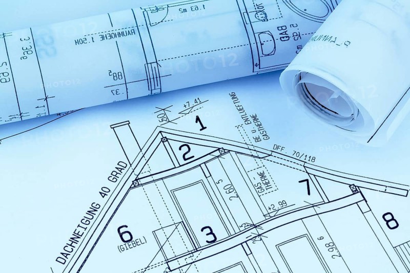 Construction plan for a residential building. Drawings and paintings by an architect, Vienna, Austria
