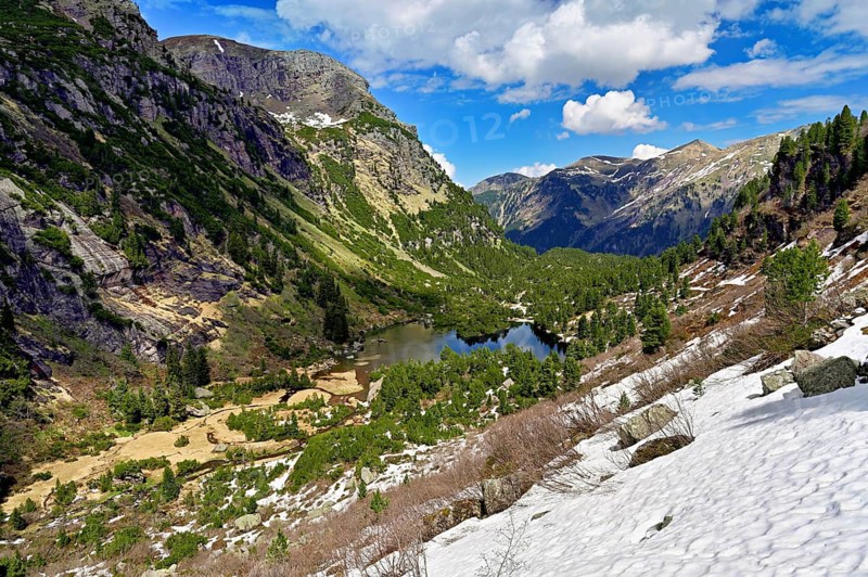 Murgsee in spring, Murgtal, Canton of St. Gallen, Switzerland