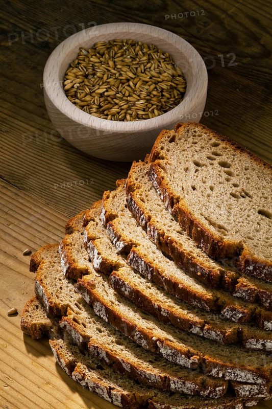 Several slices of dark bread lie side by side. Healthy eating, Austria
