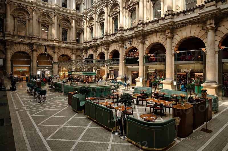 Interior view, exclusive shopping center The Royal Exchange, former stock exchange, financial district, City of London, London, England, Great Britain, Great Britain