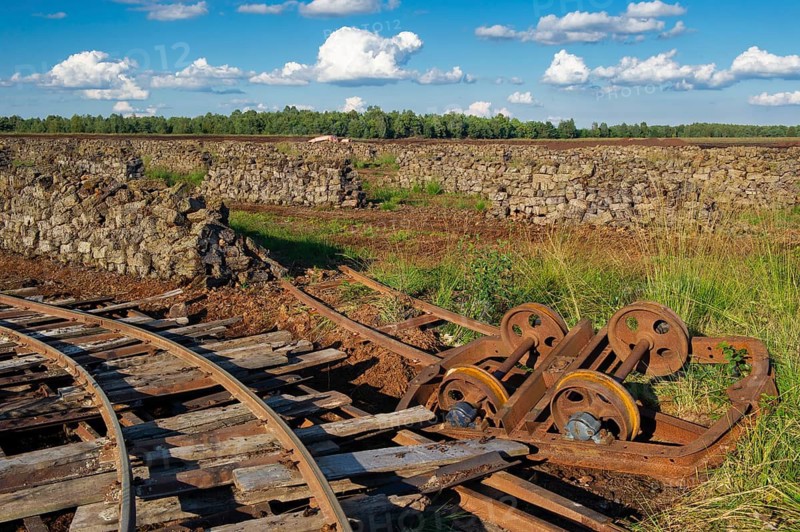 Peat mining in Goldenstedter Moor, Goldenstedt, Lower Saxony, Germany