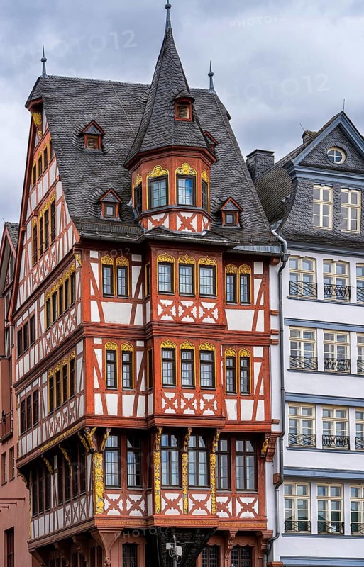 Timbered houses on the Römerberg in Frankfurt am Main, Hesse, Germany