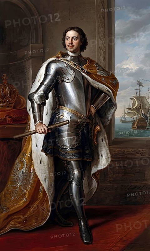 Peter the Great, Peter I, Russian Tsar, Moscow, Saint Petersburg, Russian Empire, historical figure, Romanov, illustration, presentation, digitally edited
