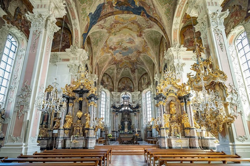 Interior of St. Peter's Catholic Church in Mainz, Rhineland-Palatinate, Germany