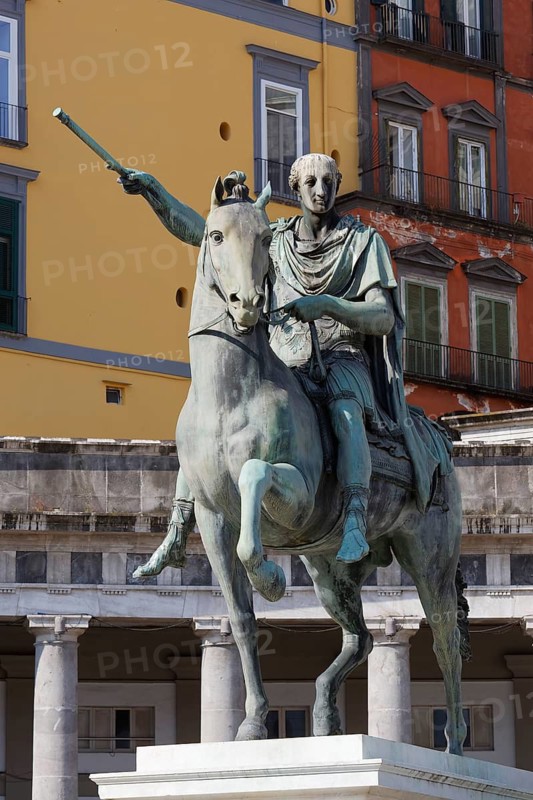 King Charles III of Bourbon, equestrian statue of Antonio Canova, Piazza del Plebescito, Naples, Campania Province, Italy