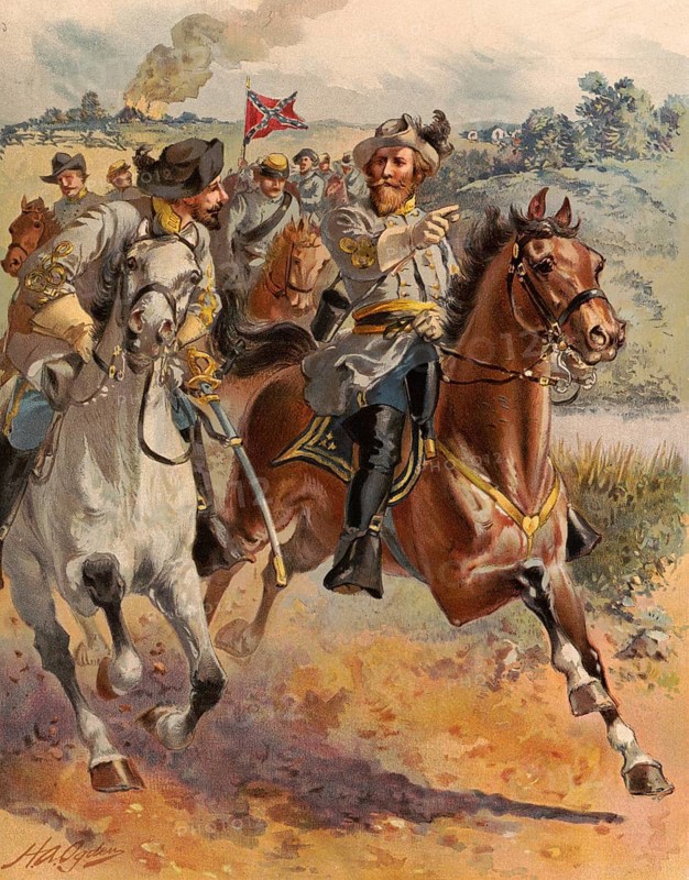 Cavalry raid by Confederate General James Ewell Brown Jeb Stuart during the American Civil War. In June 1862, with around 1, 200 horsemen, he circled the entire Union Army under General George B. McClellan to collect valuable military intelligence for General Robert E. Lee, American history, authentic, digitally restored reproduction in high resolution from a 19th century original, exact date of presentation unknown, historical