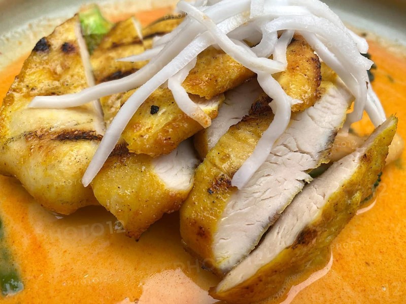 Thai red curry with chicken, Kaeng Phet, on plate, food, Munich, Bavaria, Germany