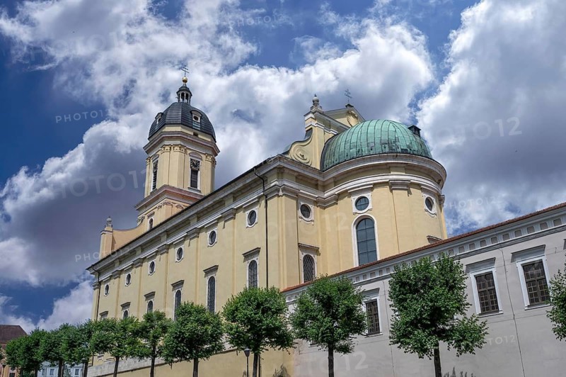 Court Church of Our Lady, a late Renaissance building built 1607 to 1608, Karlsplatz, Neuburg an der Donau, Upper Bavaria, Germany