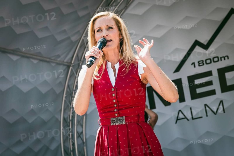Open-air concert on 27 June 2026 by Sigrid & Marina, supporting Hansi Hinterseer at the Medrig Alm in See in Paznaun Austria to mark the start of the summer season. Around 2, 000 visitors celebrated the start of the Paznaun mountain summer together with locals, families and Schlager fans