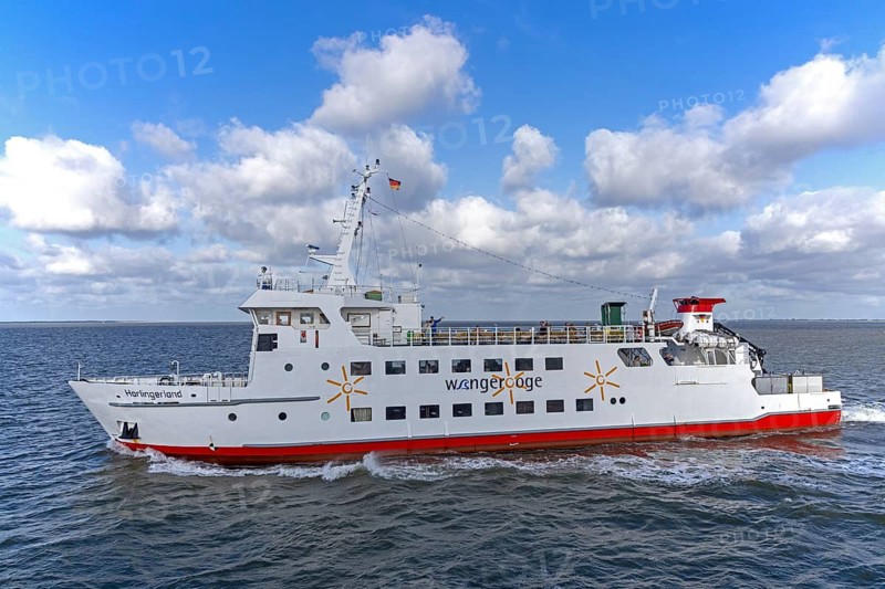 Clouds, ferry on the way to Wangerooge, East Frisia, Lower Saxony, Germany