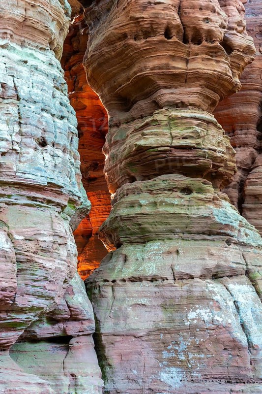 Buntsandsteinfels, glowing rock, Altschloßfelsen, Dahn, Dahner Felsenland, Palatinate Forest, Rhineland-Palatinate, Germany