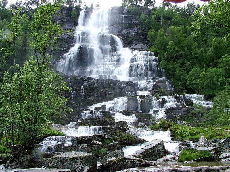 Geography, travel, waterfall, Twindevossen, river, Norway. Geography, Travel, Waterfall, River, Twinde, Norway, NORWAY