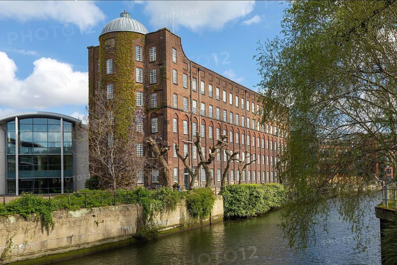 St James Mill nineteenth century industrial building 1839, River Wensum riverside, Norwich, Norfolk, England, UK