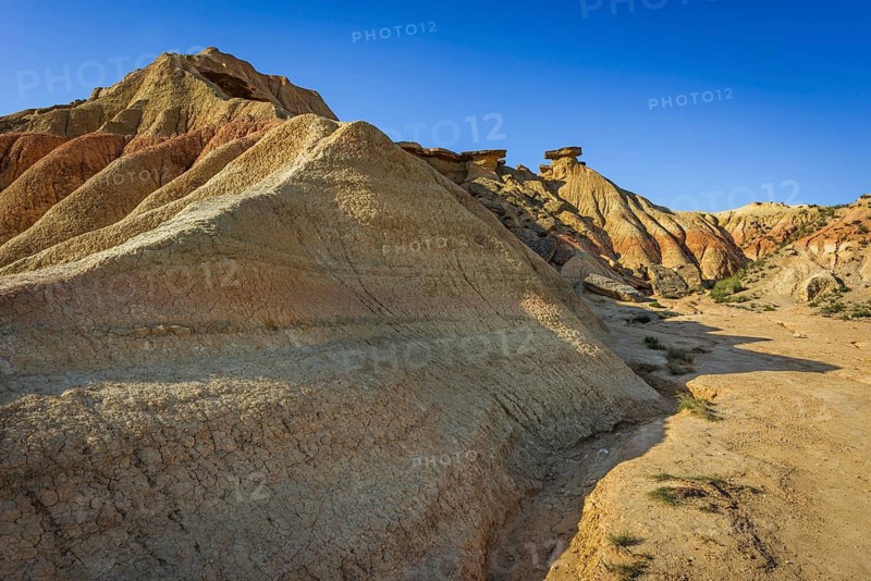 Rock formation in Bardenas Reales nature park Park, Navarra, Spain