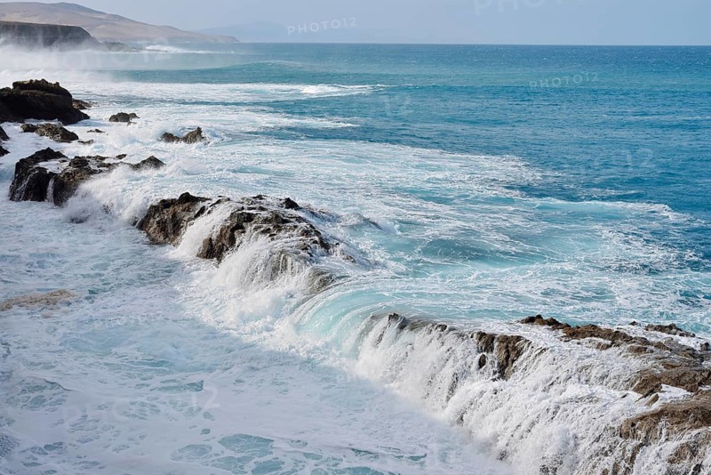 Rocky coast in the surf, Ajuy, Fuerteventura, Canary Islands, Spain