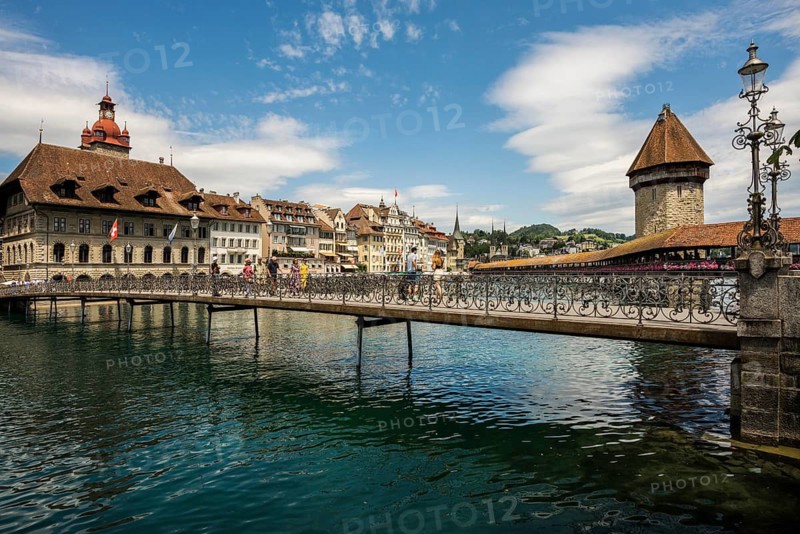 Town Hall Bridge over the Reuss, Old Town, Lucerne, Lake Lucerne, Canton of Lucerne, Switzerland