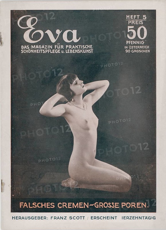 Eve. The magazine for practical beauty care and art of living, 1927, 1st volume, No. 5, Franz Scott, magazine, twenties, nude photograph of a woman in an artistic black and white illustration with an elegant pose