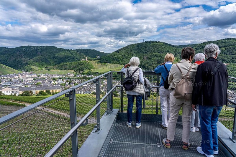 The wine town of Bernkastel-Kues on the Middle Moselle, Skywalk viewing platform above the district of Kues, view of Bernkastel Germany