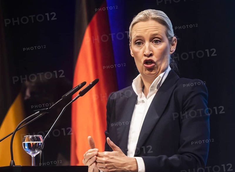 Alice Weidel, co-chair of the parliamentary group of the right-wing populist and far-right Alternative for Germany AfD party. Federal spokesperson for the party. Campaign rally for the state election in Baden-Württemberg of the AfD party in the Congress Center Pforzheim CCP. Pforzheim, Baden-Württemberg, Germany