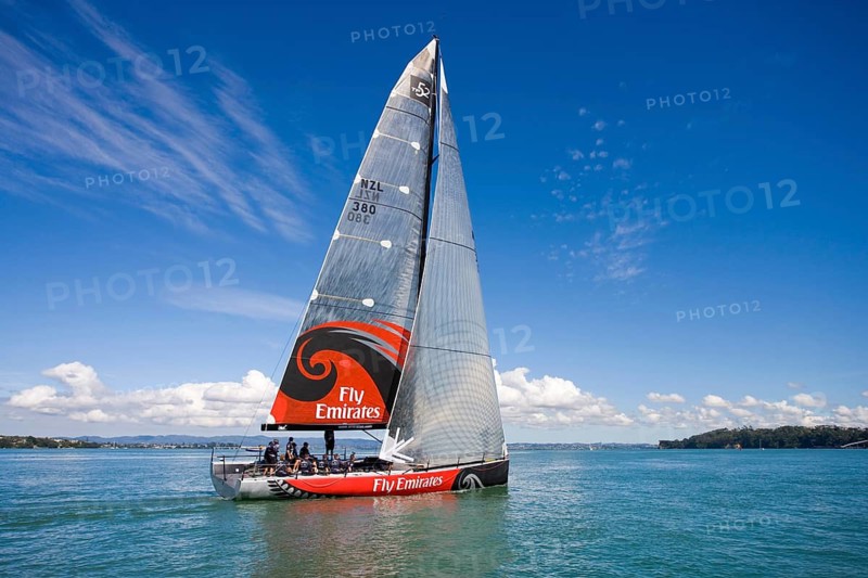 Emirates Team New Zealand carry out trials sailing on their TP52, 15 person yacht, Waitemata Harbour, Auckland, New Zealand