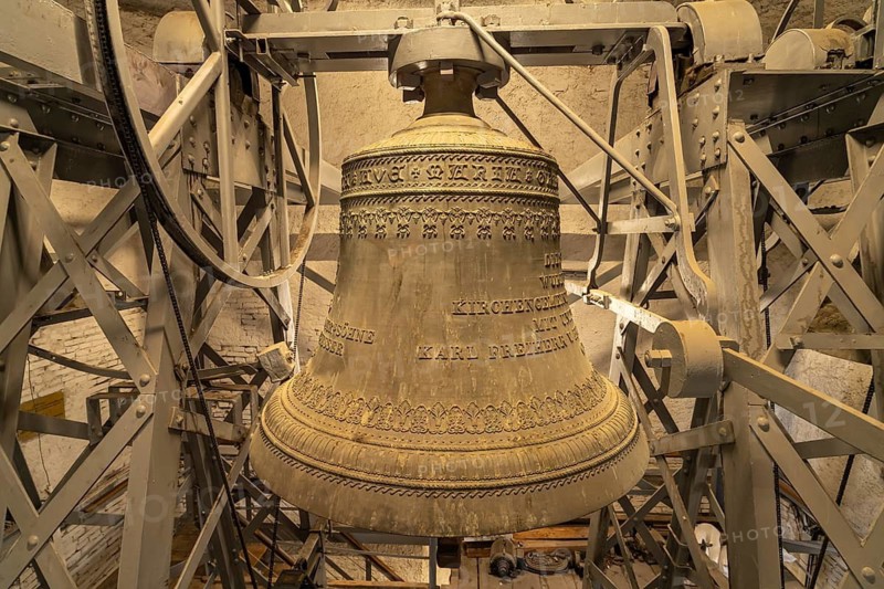 Church bell of the Lutheran parish church in Sibiu or Sibiu, Transylvania, Romania