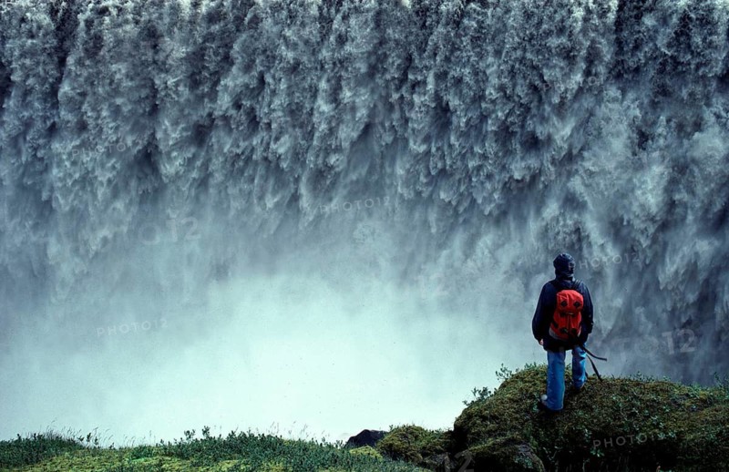 Dettifoss, Iceland, mightiest waterfall in Europe, 44m drop height, Jökulsa Canyon, Vatnajökull glacier water