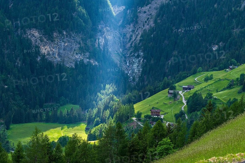 View of the valley near Winkl, Heiligenblut, Carinthia, Austria