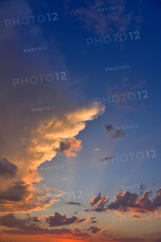 Sunset with clouds at sunset in Augsburg, Bavaria, Germany
