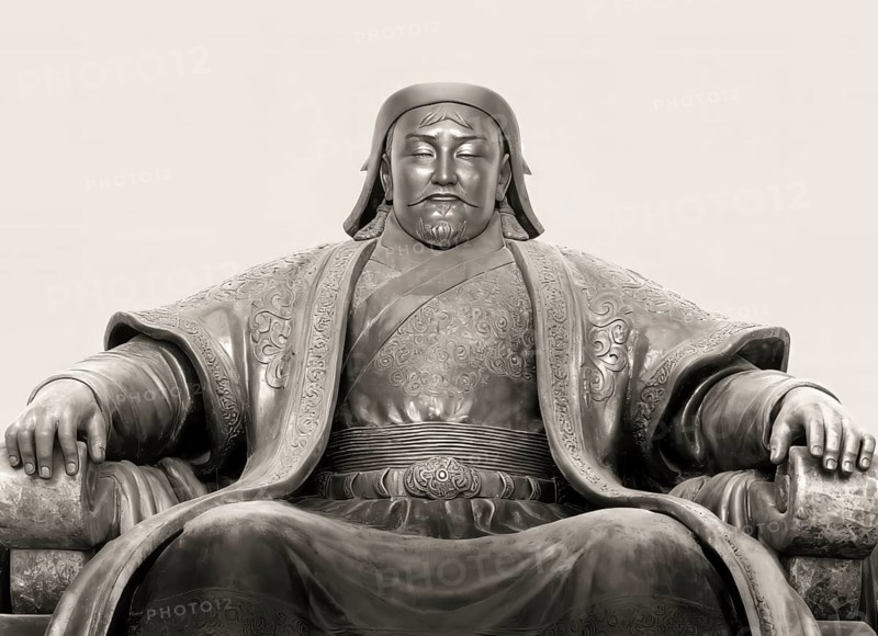 Genghis Khan, Dschingis Khan, or Chinggis Khan, born Temüjin, Temüdschin or Temüüdschin, c.?1162 – 1227, also known as Chinggis Khan, founder and first khan of the Mongol Empire, digitally edited based on a monument to Genghis Khan in Ulaanbaator, Mongolia, East Asia