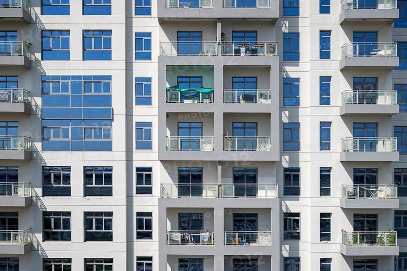 Apartment block with balconies, Dubai, United Arab Emirates, UAE