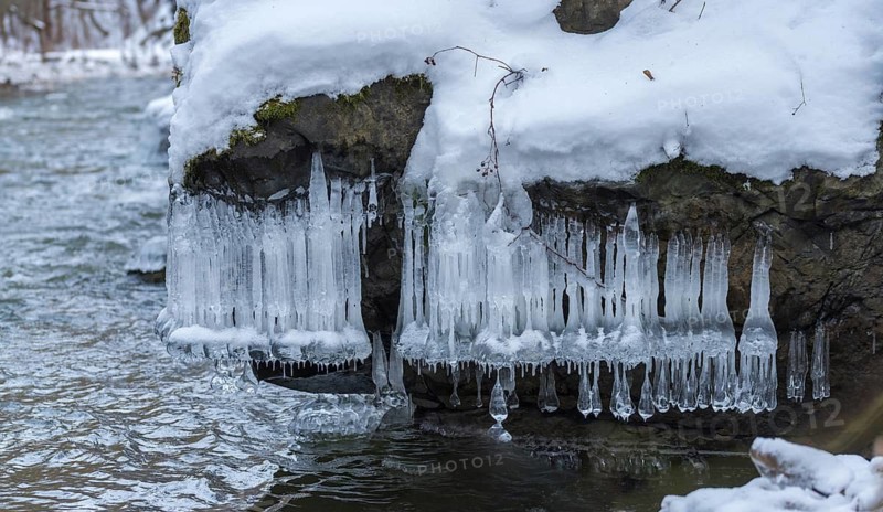 Germany, Rentzschmühle, Saxony, Weiße Elster, biotopes, flowing waters, river, landscape, nature reserve, river, snow, stony, Vogtland, winter