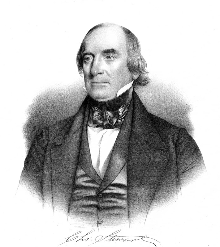 Commodore Charles Stewart (1778–1869) was a distinguished officer in the US Navy who, amongst other things, commanded the famous warship USS Constitution, American history, authentic, digitally restored high-resolution reproduction from a 19th-century original, exact date of the image unknown, historical