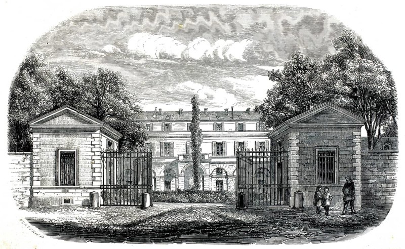 Pavillon de l'administration de l'École polytechnique in Paris, 1860. From 1804 to 1976, the building served as an administration building for the renowned French elite university, France, authentic, high-resolution reproduction of a model from the 19th century, exact date of presentation unknown, historical