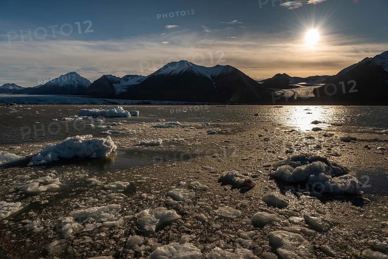 Glacier ice, Nobilefiellet, Kongsfjord or Kongsfjorden, Spitsbergen archipelago, Svalbard, Norway