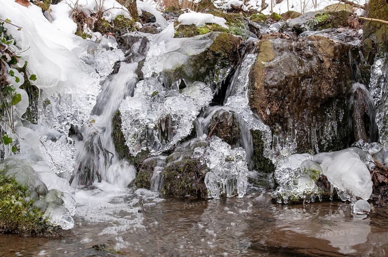 Stream, brook, ice, flowing water, ice, landscape, snow, snow, winter