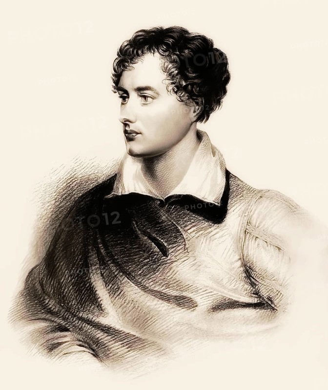 George Gordon Noel Byron, 6th Baron Byron of Rochdale, 1788, 1824, British poet, digital edited