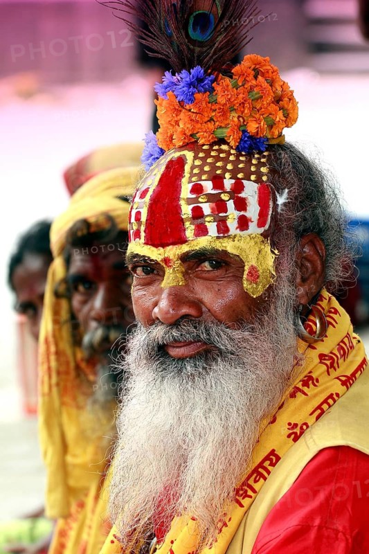 Portrait, man, Hindu, pilgrim, Kathmandu, Nepal