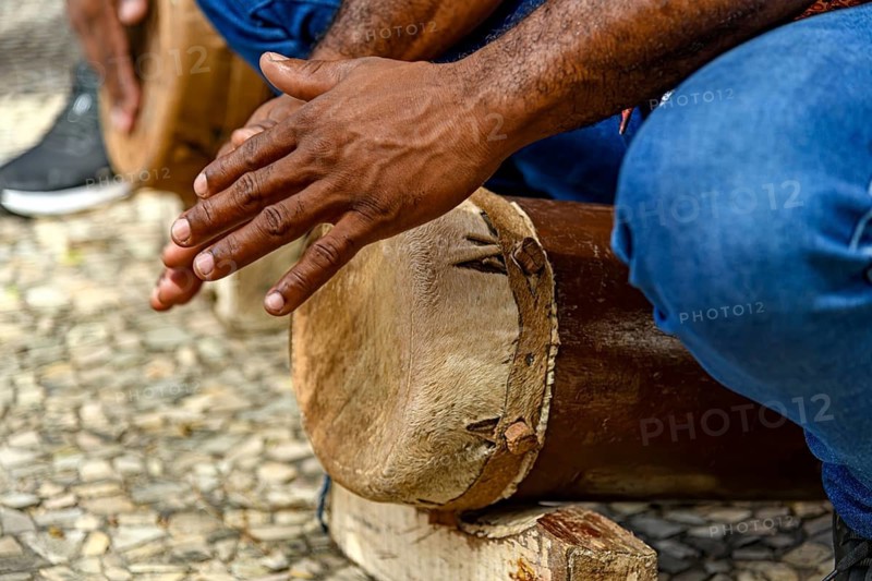 A rustic, handmade wooden drum used in the tambor de crioula tradition in the state of Maranhão, Brazil, Sao Luis, Maranhao, Brazil