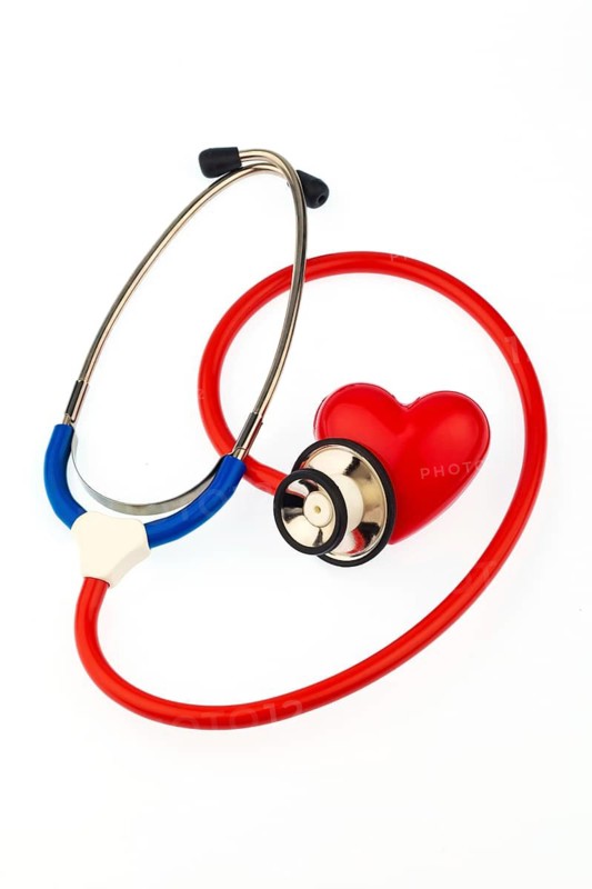 A stethoscope and a heart on a white background. Heart Disease Prevention, Austria