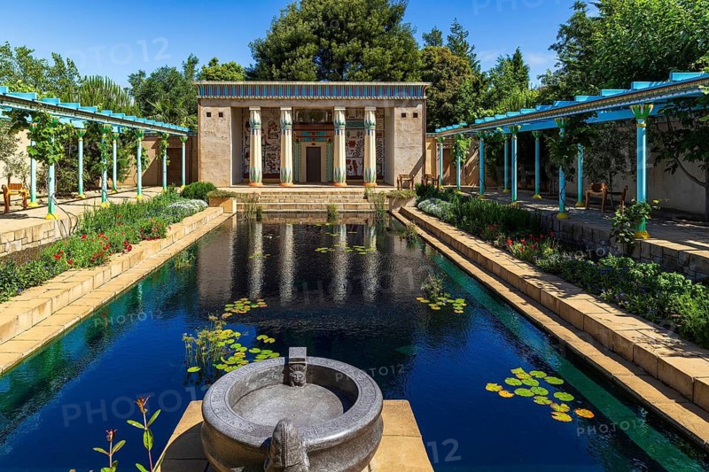 The Ancient Egyptian Garden, one of the enclosed gardens at Hamilton Gardens, Waikato, New Zealand