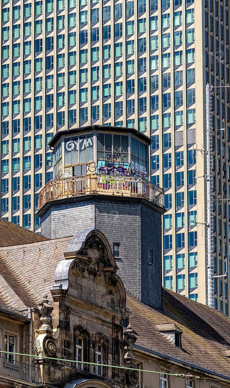 Roof of the former police headquarters at Platz der Republik, Frankfurt, Hesse, Germany