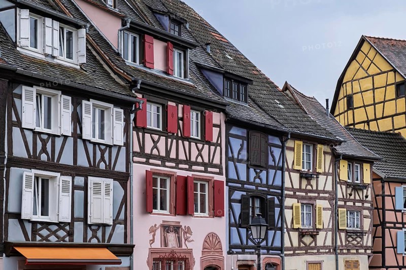 Colourful half-timbered house facades, old town of Colmar, Haut-Rhin Department, European Territorial Authority Alsace, France