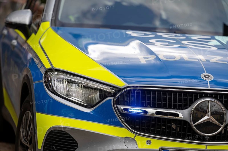 Close-up of a police vehicle as a symbol of a police operation
