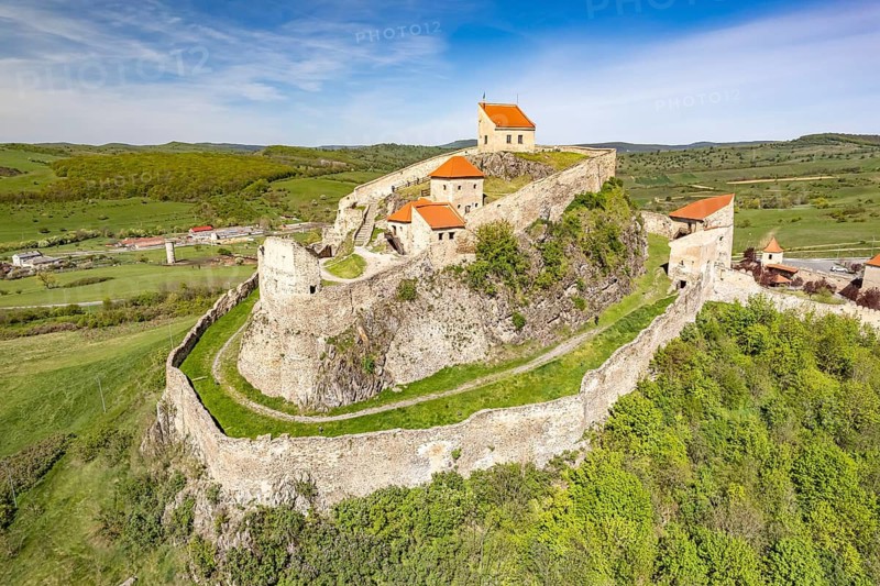 Rupea Fortress or Repser Castle seen from above, Rupea, Transylvania, Romania