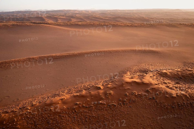 Sandy desert with Fairy Circles, circular areas, aerial view, Namib Desert, Namib Naukluft Park, Namibia